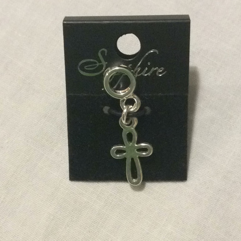 Sapphire Cross Dangle Charm necklace bracelet New